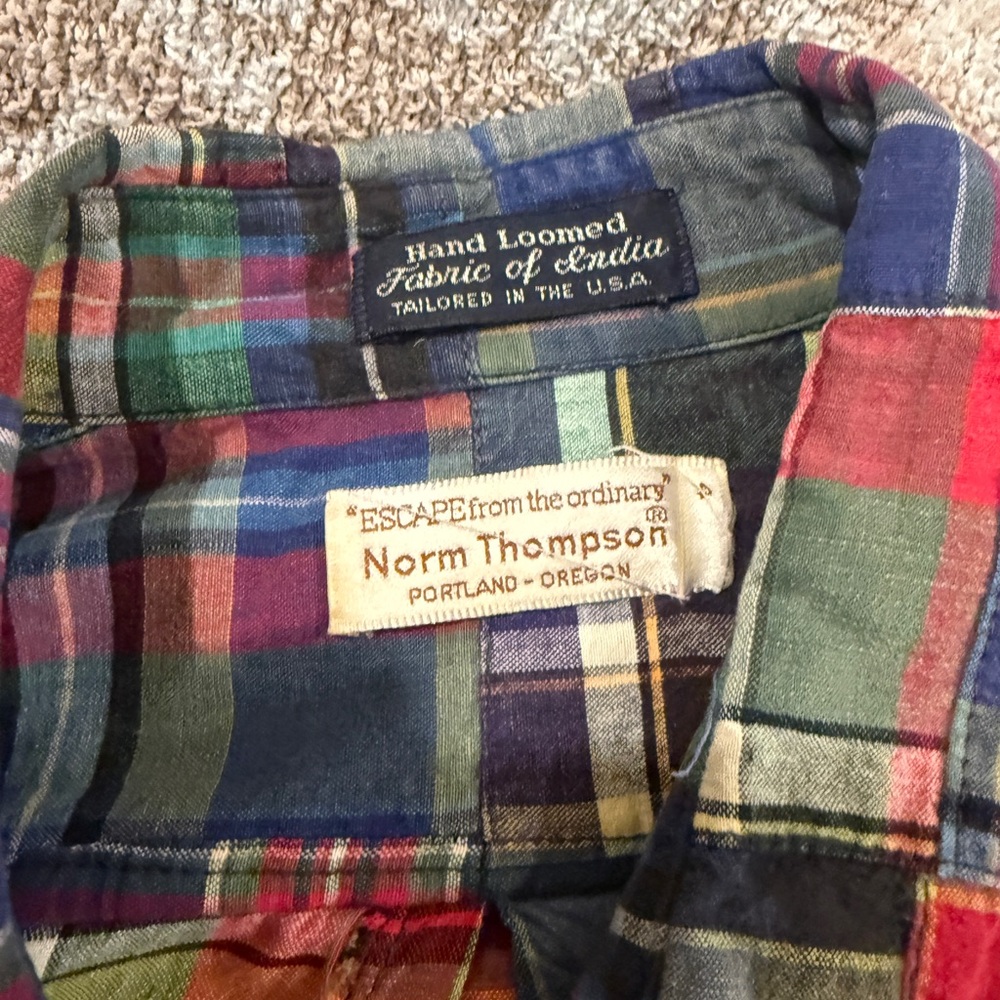Norm Thompson Men's Multicolor Plaid Button Down Shirt - Picture 4 of 5